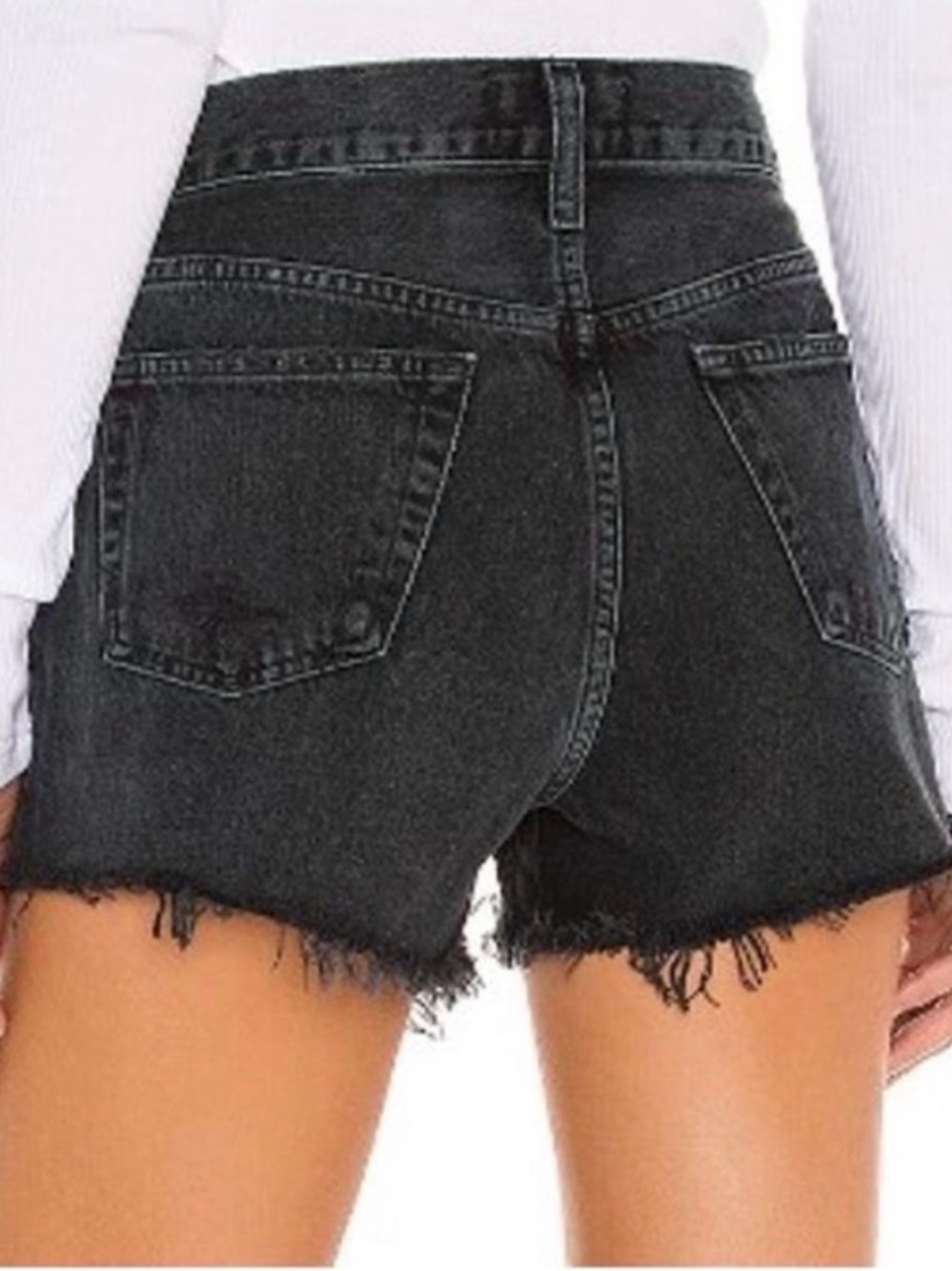AGOLDE Parker Denim Black High-Rise Distressed Shorts - Picture 2 of 4